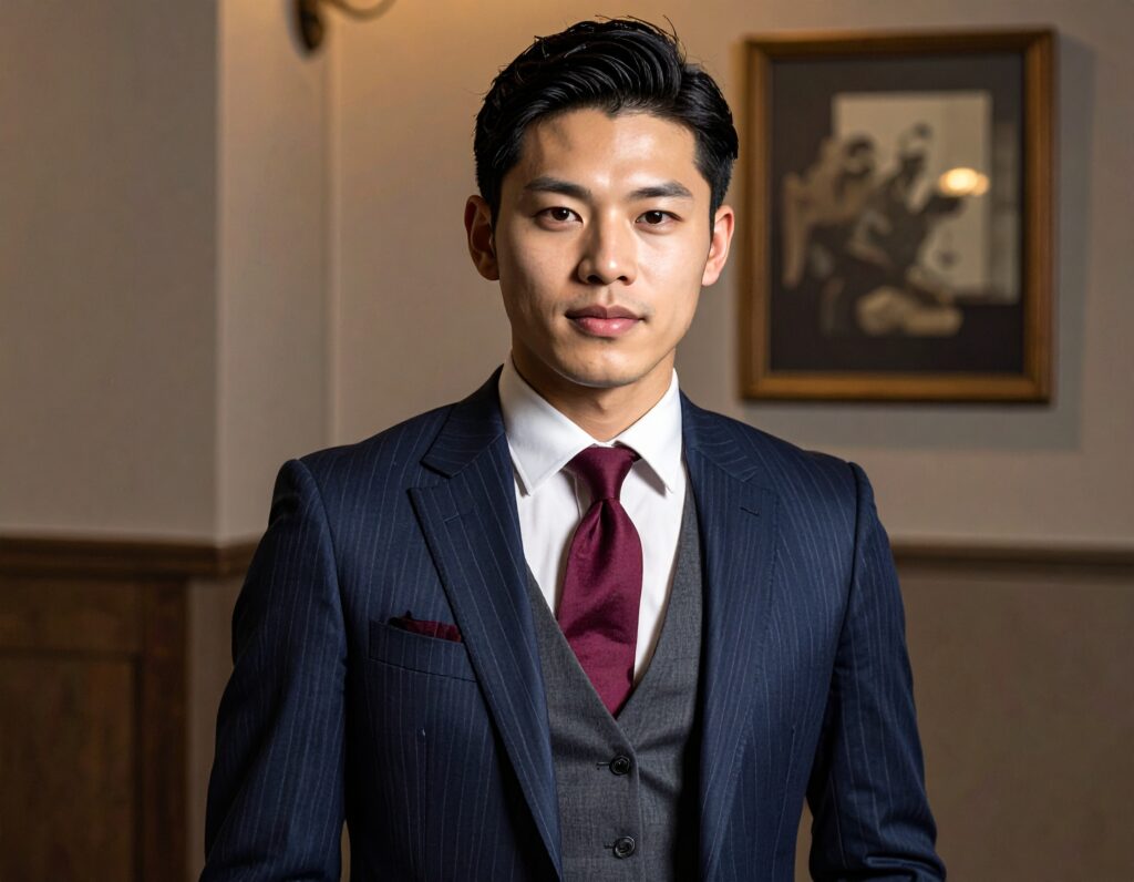 Firefly_young-Japanese-man-wearing-a-navy-formal-suit-with-a-white-dress-shirt-burgundy-tie-100691-1024x796 成人式スーツ徹底ガイド2026 - 失敗しない選び方・トレンド・準備完全版